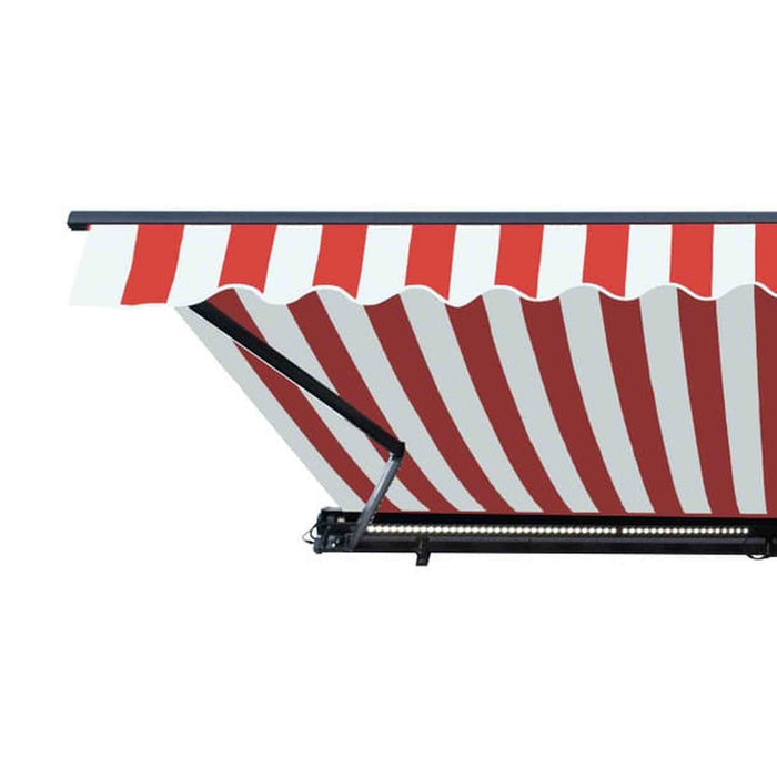 ALEKO | Moroccan Semi-Cassette Motorized Patio Awning - Red & White Striped