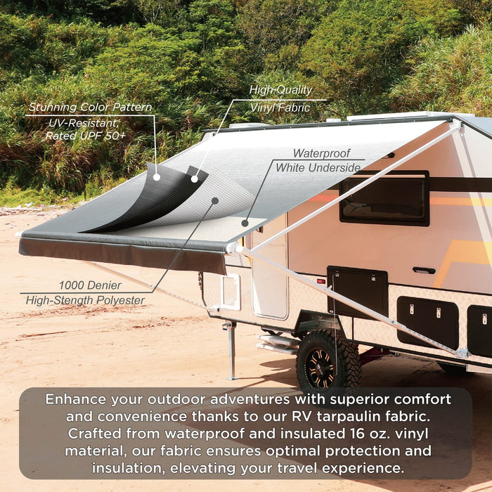 ALEKO | Non Motorized Retractable RV/Patio Awning - White Frame - 20 x 8 Feet - White & Black Fade
