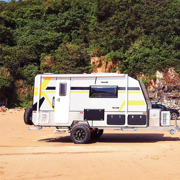 ALEKO | Non Motorized Retractable RV/Patio Awning - White Frame - 20 x 8 Feet - White & Black Fade