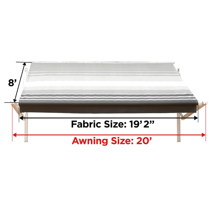 ALEKO | Non Motorized Retractable RV/Patio Awning - White Frame - 20 x 8 Feet - White & Black Fade