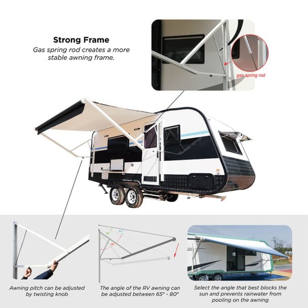 ALEKO | Retractable RV and Patio Awning - Black Fade Fabric