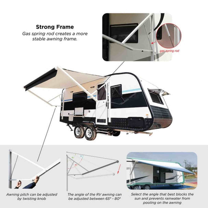ALEKO | Retractable RV and Patio Awning - Black Fade Fabric