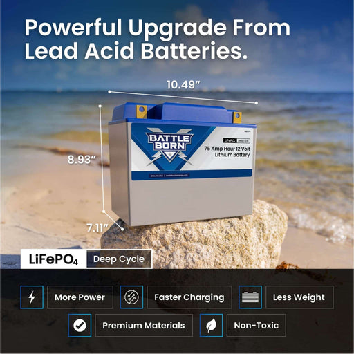 Battle Born | 75Ah 12V Group 24 LiFePO4 Deep Cycle Battery