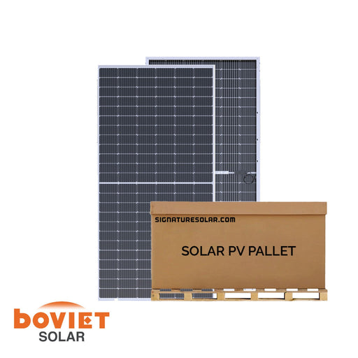 Boviet | 450W Bifacial Solar Panel Silver | Up to 540W with Bifacial Gain BVM6612M-450S-H-HC-BF-DG | Full Pallet 30 | 13.5kW Total