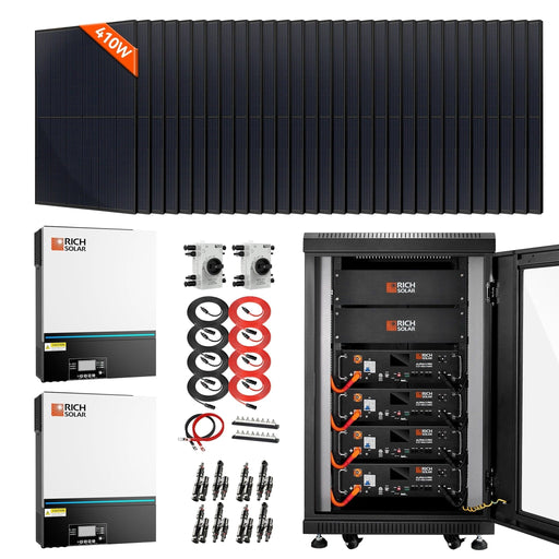 Complete Off-Grid Solar Kit | 13,000W 120/240V Output | 48VDC