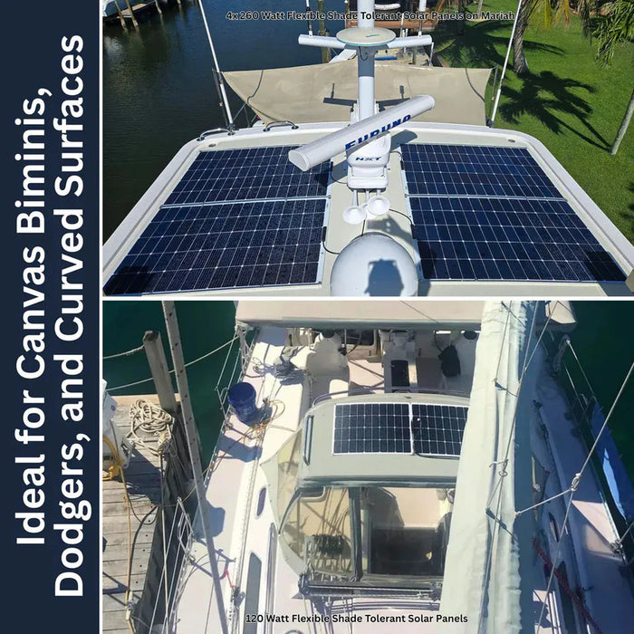 Custom Marine | 120 Watt Shade Tolerant Flexible Solar Panel - Sunpower A+ Grade 24.4% Efficient Cells