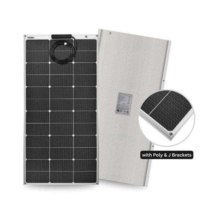 Custom Marine | 120 Watt Walkable Semi Rigid Solar Panel with Polycarbonate & J-Mount Brackets - Sunpower A+ Grade 24.4% Efficient Cells