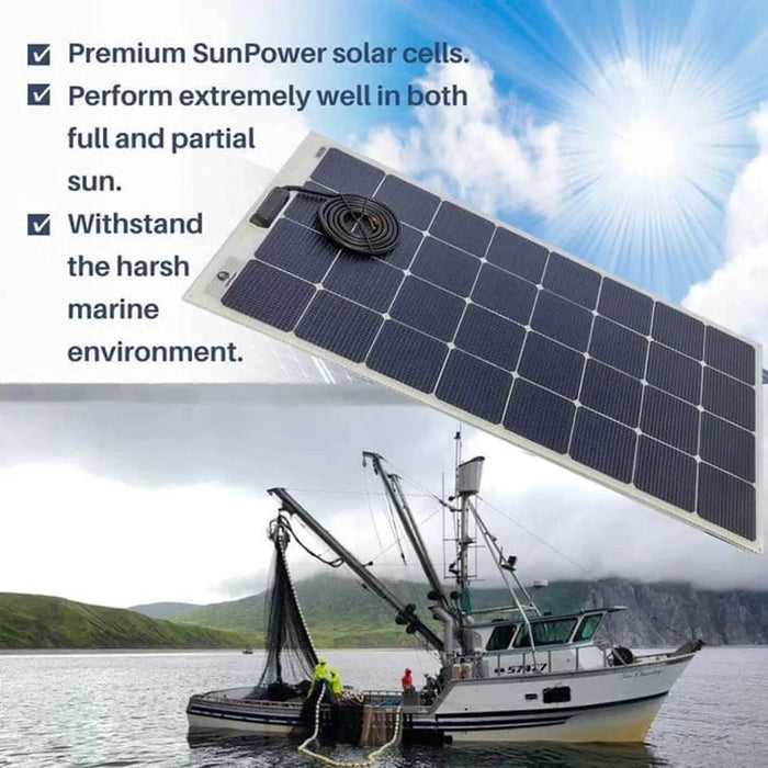 Custom Marine | 120 Watt Walkable Solar Panel - Sunpower A+ Grade 24.4% Efficient Cells