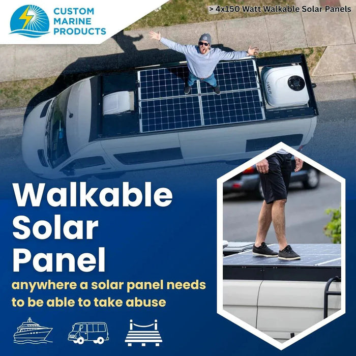 Custom Marine | 165 Watt Walkable Semi-Rigid Solar Panel - Carbon Fiber Series - Sunpower A+ Grade 24.4% Efficient Cells