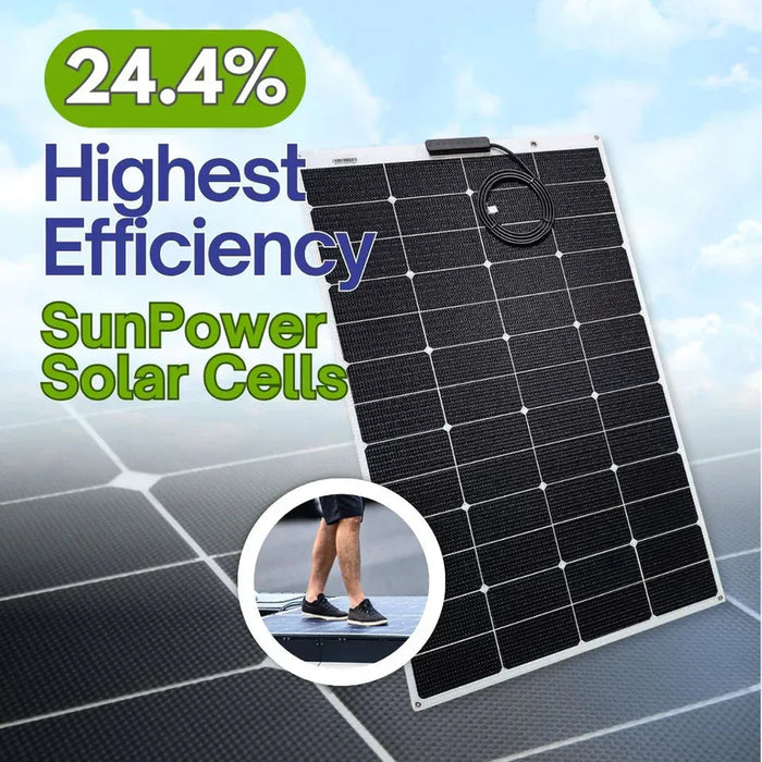 Custom Marine | 165 Watt Walkable Semi Rigid Solar Panel - Sunpower A+ Grade 24.4% Efficient Cells - 166 Cell