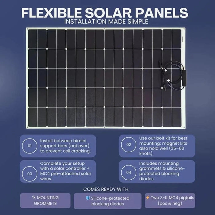 Custom Marine | 260 Watt Shade Tolerant Flexible Solar Panel - Sunpower A+ Grade 24.4% Efficient Cells