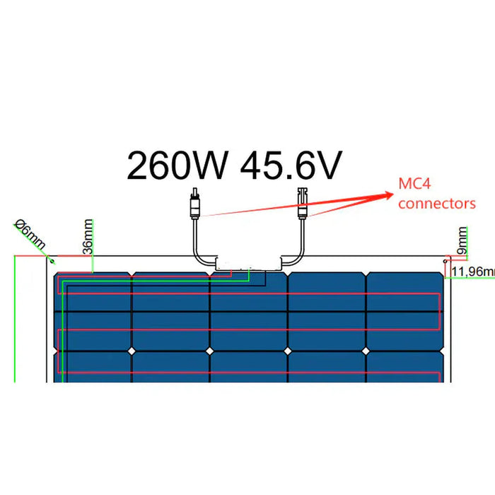 Custom Marine | 260 Watt Walkable Semi Rigid Shade Tolerant Solar Panel - Sunpower A+ Grade 24.4% Efficient Cells