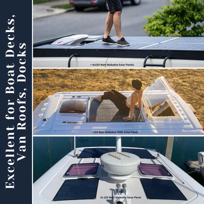 Custom Marine | 60 Watt Walkable Semi Rigid Solar Panel - Sunpower A+ Grade 24.4% Efficient Cells