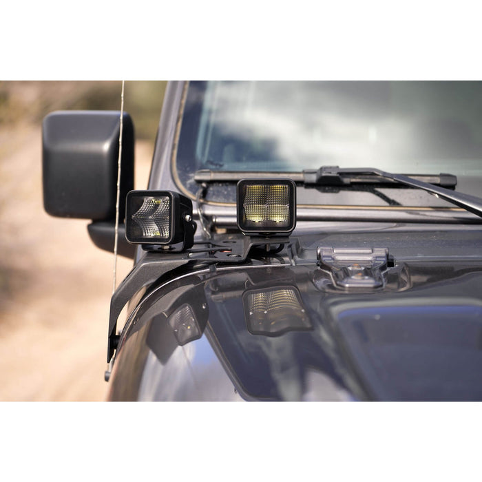 DV8 Offroad | 2018-2026 Jeep Wrangler JL &amp; Gladiator JT A-Pillar Dual Pod Light Mounts