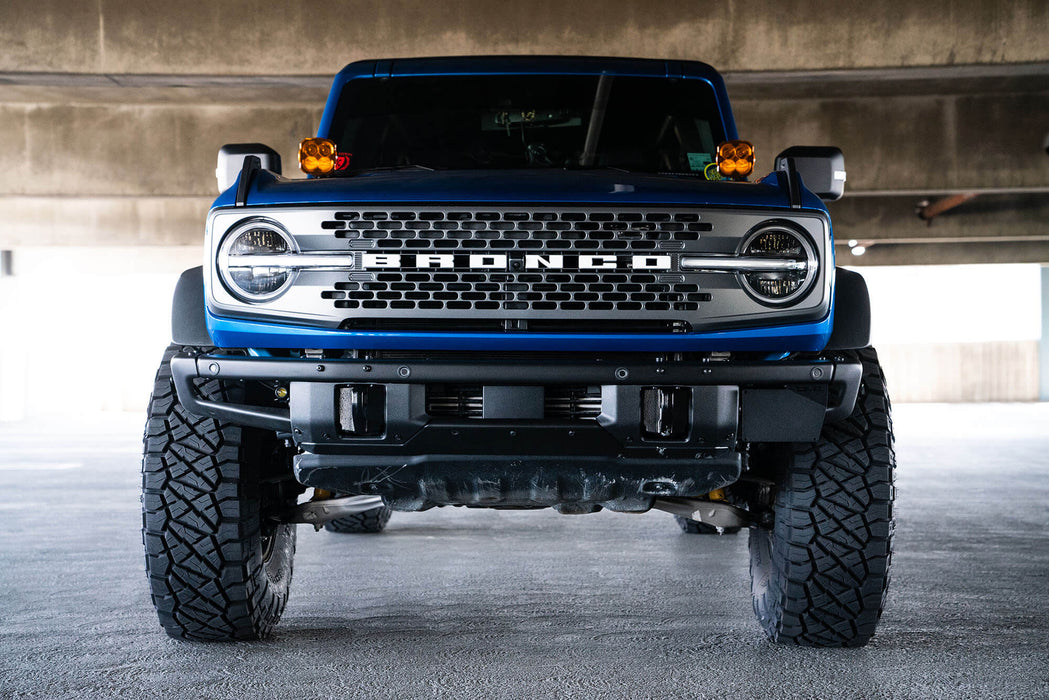 DV8 Offroad | 2021-2026 Ford Bronco Factory Front Bumper License Relocation Bracket | Side