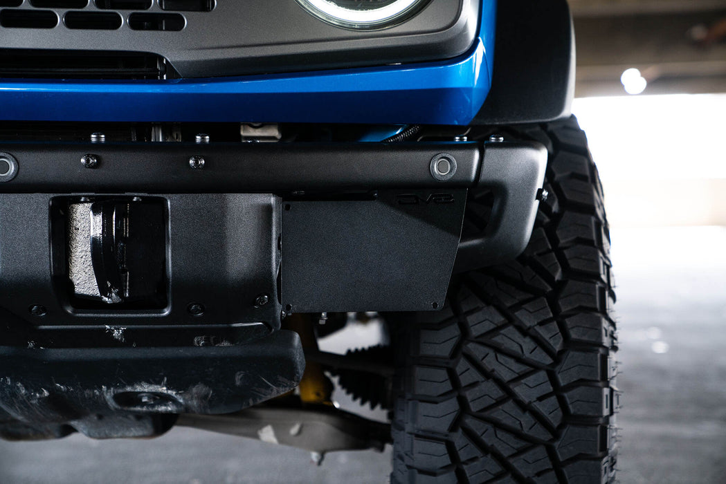 DV8 Offroad | 2021-2026 Ford Bronco Factory Front Bumper License Relocation Bracket | Side