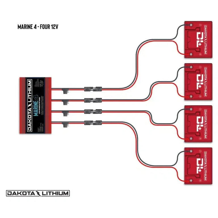 Dakota Lithium | Marine 4 Bank, 40-Amp 10-Amp Per Bank 12V Onboard Lithium Battery Charger