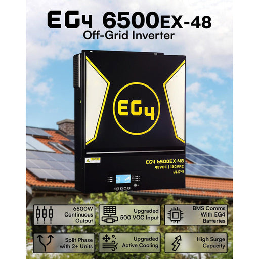 EG4 | 6.5kW Off-Grid Inverter | 6500EX-48 | 6500W Output | 8000W PV Input | 500V VOC Input | All in One Solar Inverter BRAND NEW