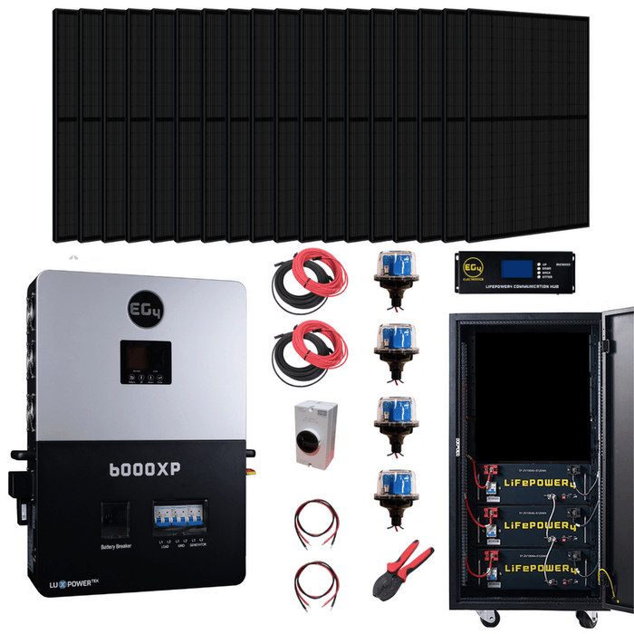 EG4 | Complete Off-Grid Solar Kit | EG4 6000XP | 8000W PV Input | 6000W Output | 48V 120/240V + 6400W Solar PV