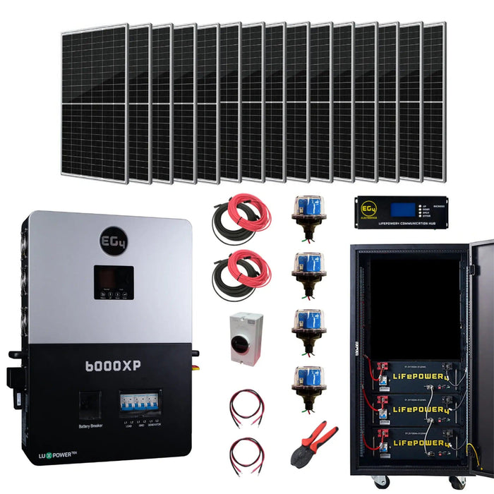 EG4 | Complete Off-Grid Solar Kit | EG4 6000XP | 8000W PV Input | 6000W Output | 48V 120/240V + 6400W Solar PV