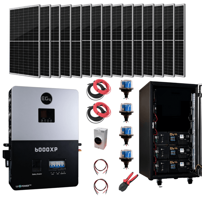 EG4 | Complete Off-Grid Solar Kit | EG4 6000XP | 8000W PV Input | 6000W Output | 48V 120/240V + 6400W Solar PV