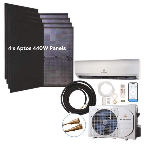 EG4 | Hybrid Solar Mini-Split Kit | Energy Star Certified Air Conditioner Heat Pump AC/DC | 12000 BTU | SEER2 22 | + 1760 Watts of Solar PV KIT-E0011