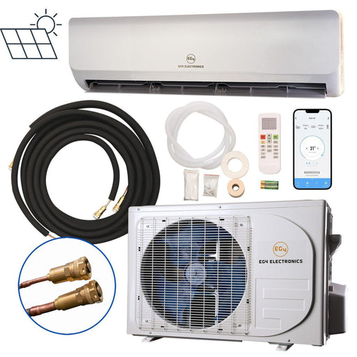 EG4 | Hybrid Solar Mini-Split Kit | Energy Star Certified Air Conditioner Heat Pump AC/DC | 12000 BTU | SEER2 22 | + 1800 Watts of Solar PV KIT-E0011