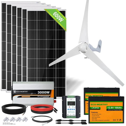 Eco-Worthy | 1000W 24V 400W Wind+6x100W Solar Solar Wind Hybrid Kit