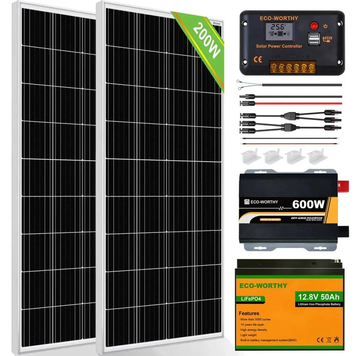 Eco-Worthy | 200W 12V Complete Off Grid Solar Kit