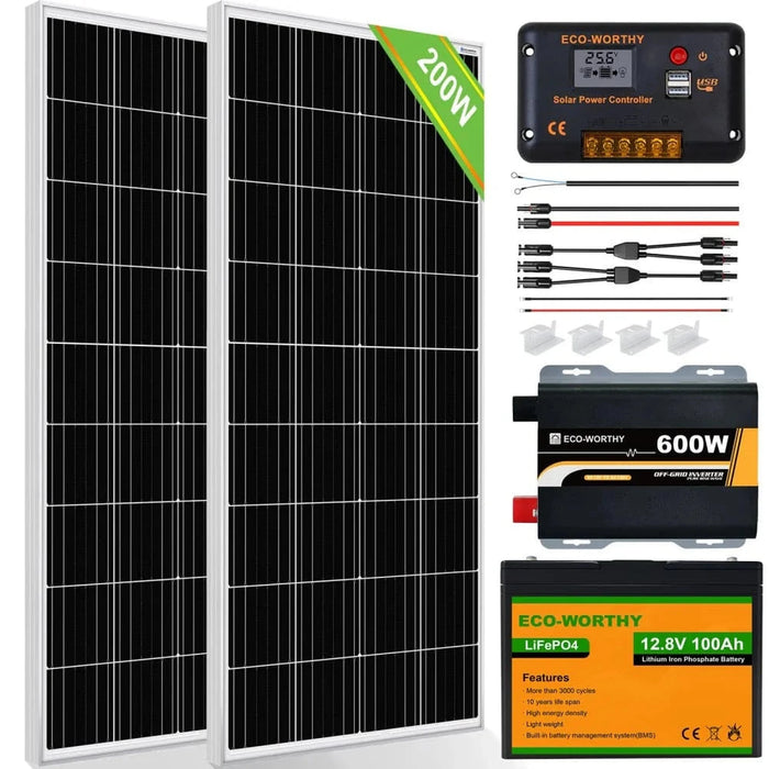 Eco-Worthy | 200W 12V Complete Off Grid Solar Kit