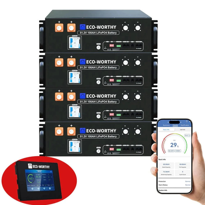 Eco-Worthy | ECO-WORTHY 48V 100Ah Server Rack Battery,5.12kWh Lithium Battery,3U Size,With Bluetooth & Wifi v3