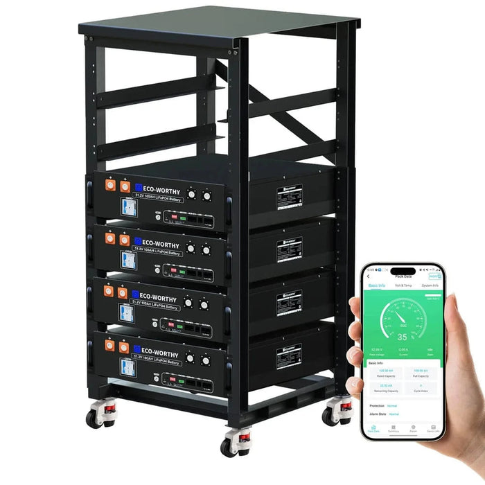 Eco-Worthy | ECO-WORTHY 48V 100Ah Server Rack Battery,5.12kWh Lithium Battery,3U Size,With Bluetooth & Wifi v3