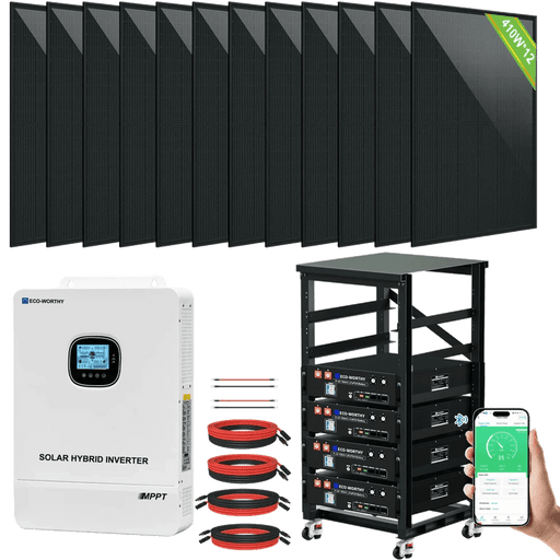 Eco-Worthy |Complete Off-Grid Solar Power System - 10000W 120/240V Output | 20.48kWh Lithium Battery