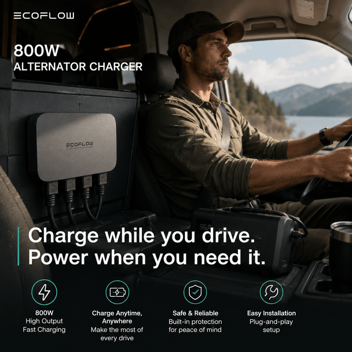 EcoFlow | 800W Alternator Charger for Portable Power Stations and RV Battery Systems