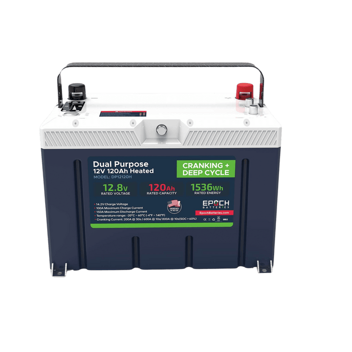 Epoch | 12V 120Ah - Group 27 - Cranking & Deep Cycle Lithium Battery Dual Purpose