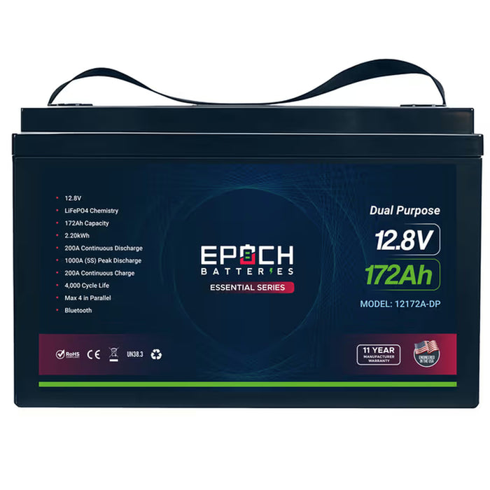 Epoch Batteries | 12V 172Ah 2.20kWh Dual Purpose Essential Series LiFePO₄ Battery, Group 31 PRE-ORDER