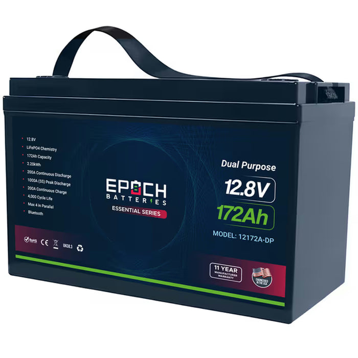 Epoch Batteries | 12V 172Ah 2.20kWh Dual Purpose Essential Series LiFePO₄ Battery, Group 31 PRE-ORDER