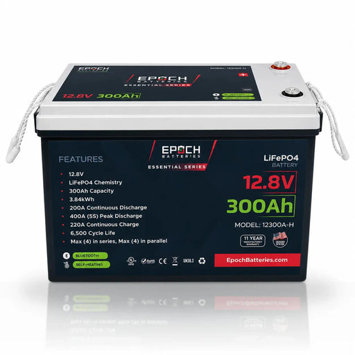 Epoch Batteries | 12V 300Ah Essential Series LiFePO4 Battery 3.84kWh