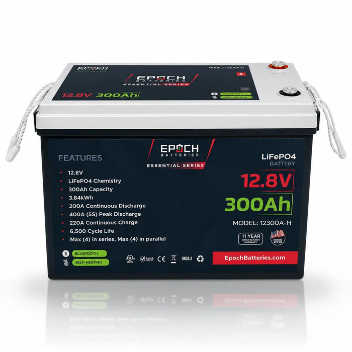 Epoch Batteries | 12V 300Ah Essential Series LiFePO4 Battery 3.84kWh