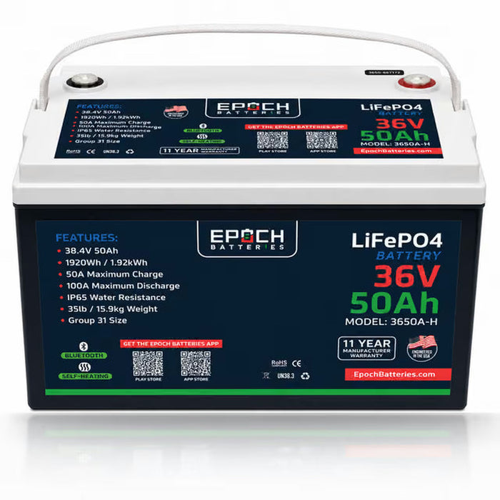 Epoch Batteries | 36V 50Ah Essential Series LiFePO4 Battery 1.92kWh
