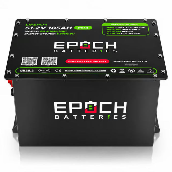 Epoch Batteries | 48V 105Ah MINI Golf Cart Battery Complete Kit - Lithium LiFePO4