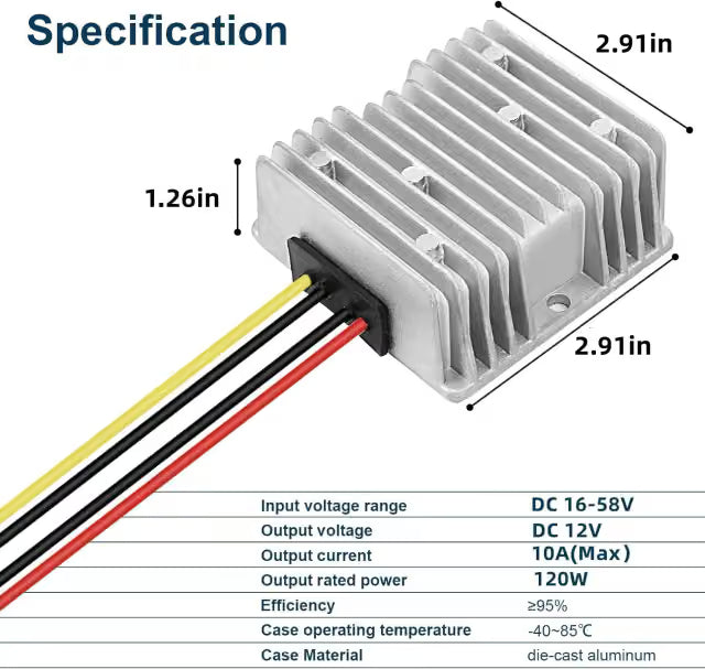 Epoch Batteries | 48V to 12V 10A Voltage Reducer