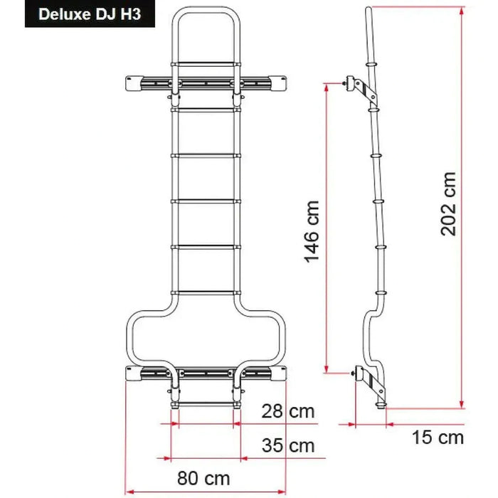 Fiamma | Deluxe DJ Rear Door Ladder for Ford Transit & Mercedes Sprinter Vans