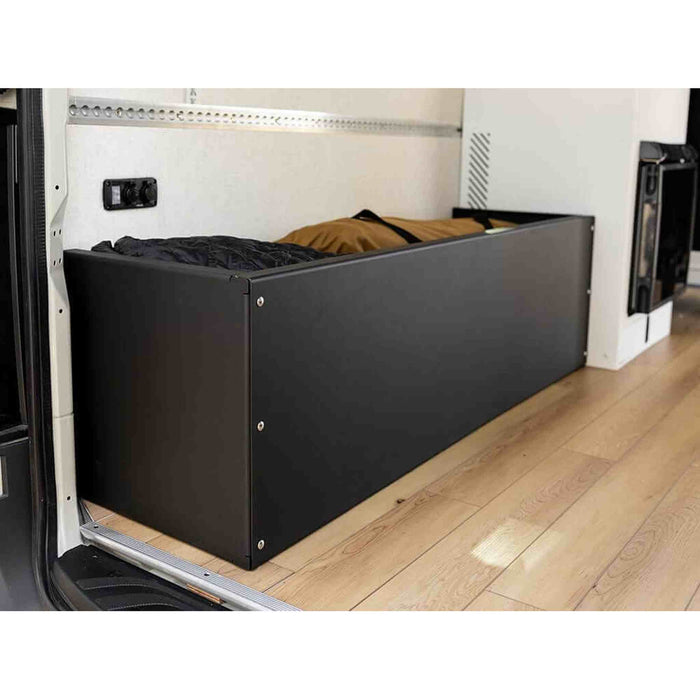 Flatline Van Co. | Adventure Van Wheel Well Cubby