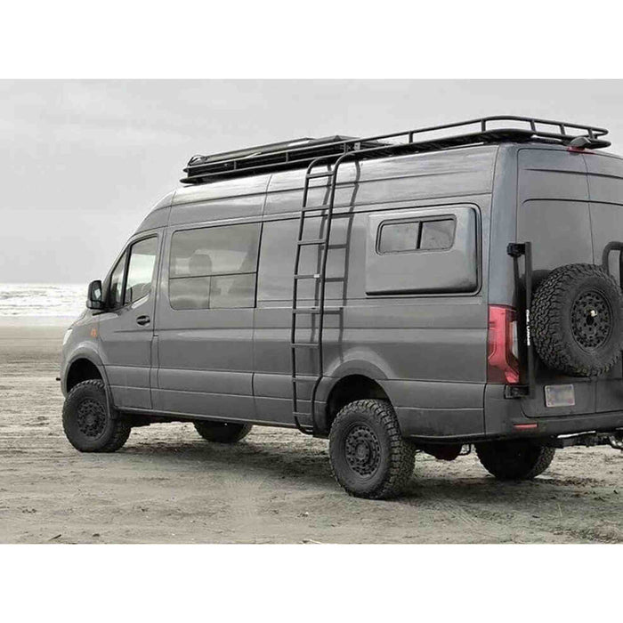 Flatline Van Co | Sprinter Van Side Ladder with Wheel Wrap