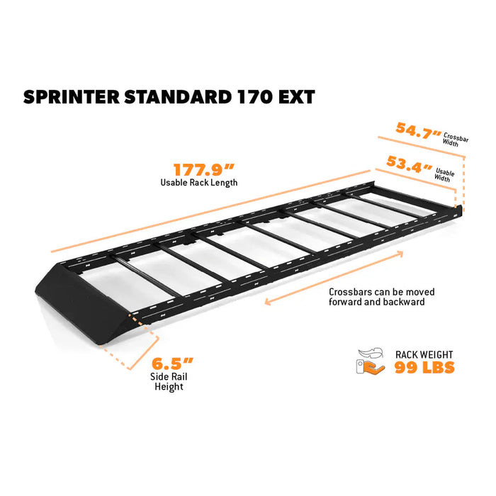 Flatline Van Co. | Sprinter Van Standard Roof Rack | 170" EXT