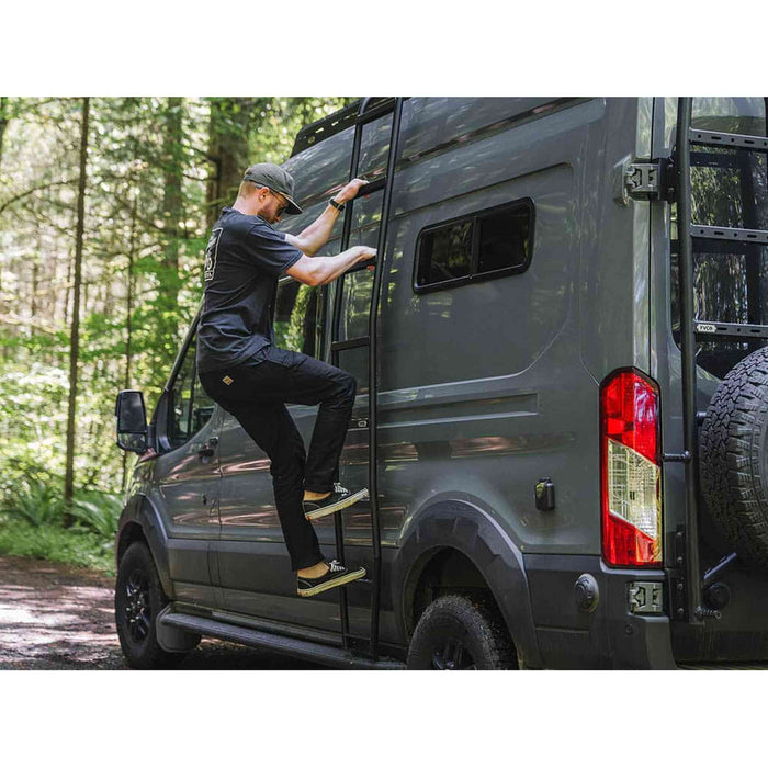 Flatline Van Co | Transit Trail Side Ladder for Mid Roof Vans