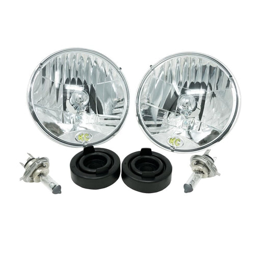 KC HiLiTES | 7" H4 DOT Halogen Headlights - Driving Beam - Pair - Universal / 97-06 Jeep TJ