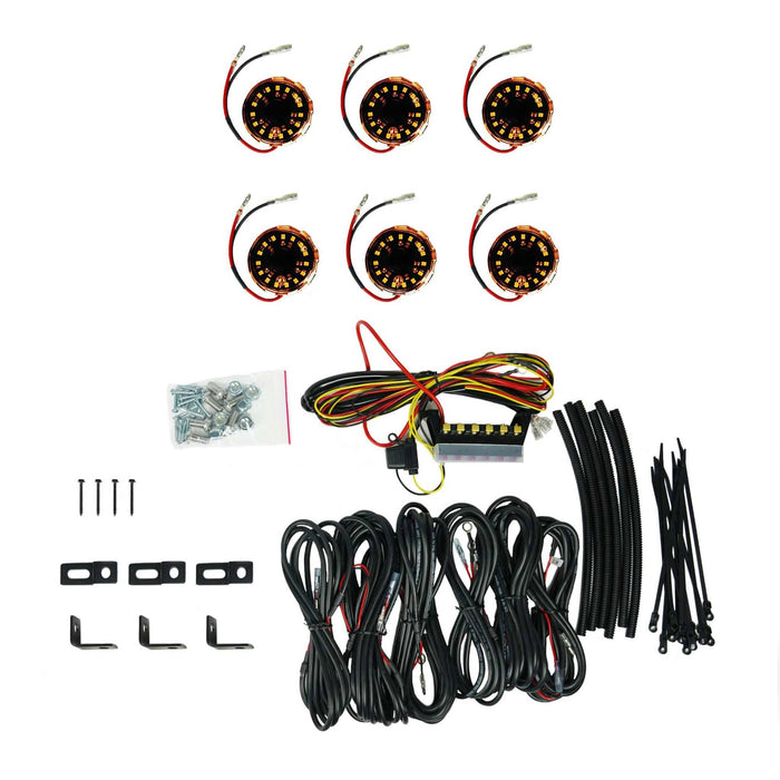 KC HiLiTES | Cyclone V2 LED - Rock Light - 6-Light System - Amber - 5W Flood Beam