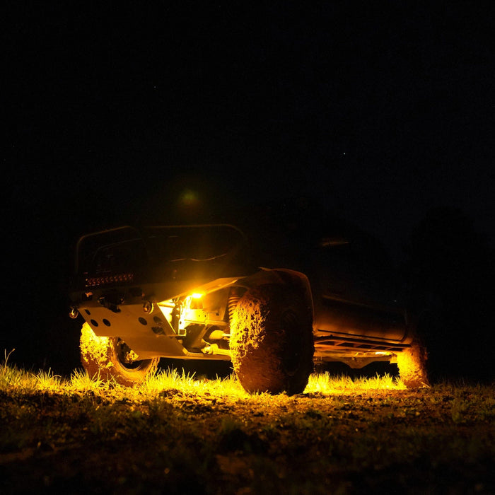 KC HiLiTES | Cyclone V2 LED - Rock Light - 6-Light System - Amber - 5W Flood Beam